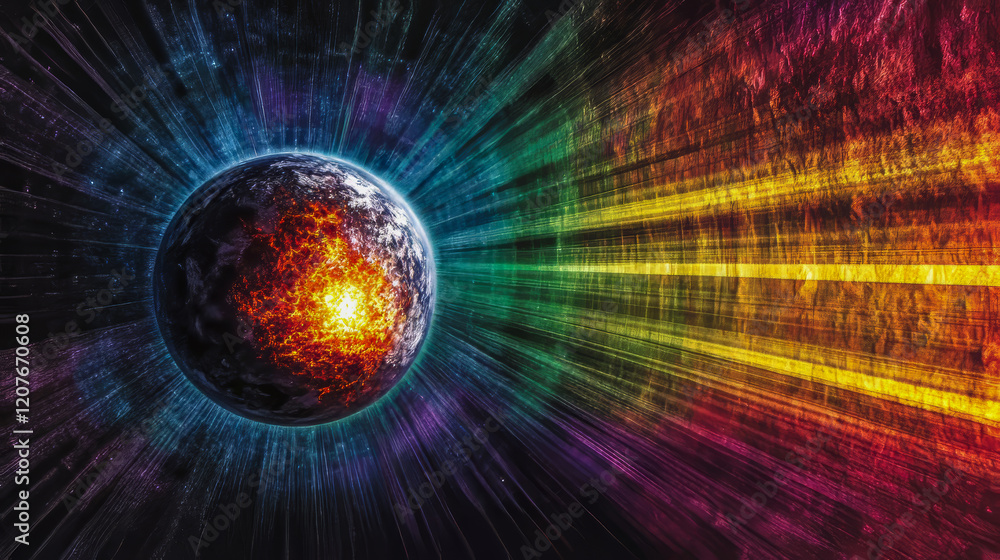 Obraz premium The image shows a cutaway view of Earth, revealing a massive structure.