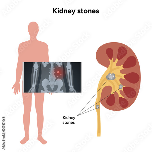 Human urine pain, diagnosis ureter, kidney stones in x ray. Urologist medical disease 