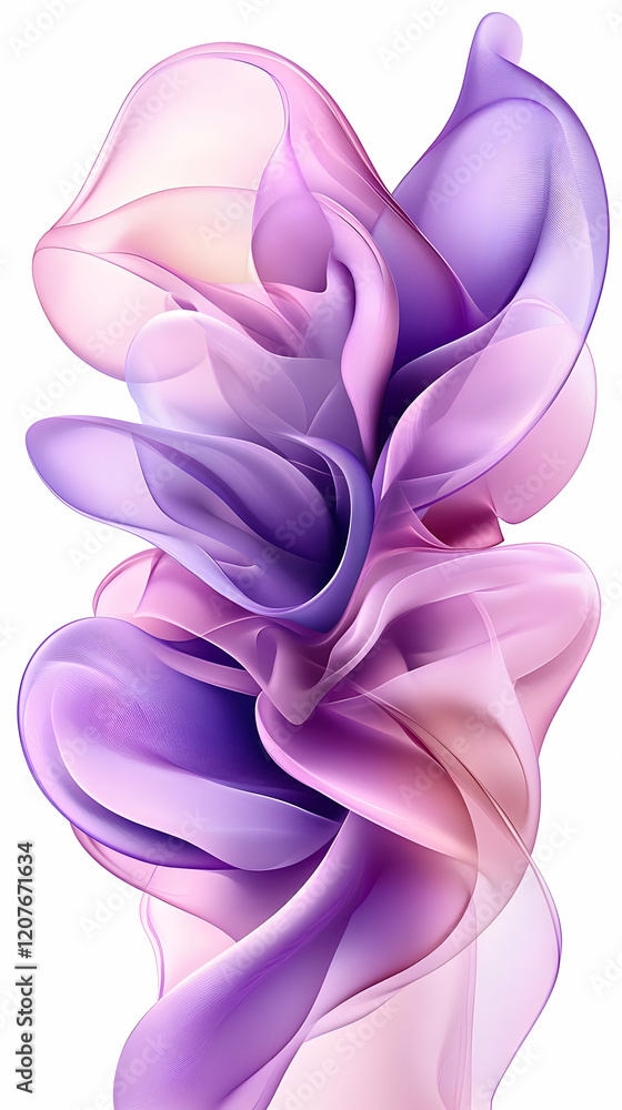 Purple, pink fabric swirl, abstract, white background, design Purple, pink fabric swirl, abstract, white background, design