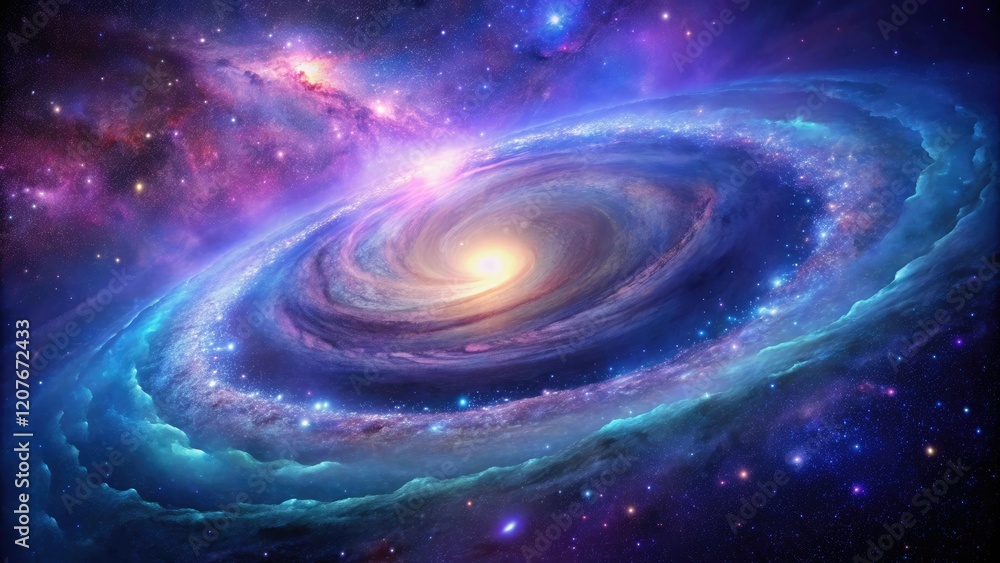 Celestial scene depicting a majestic spiral galaxy with vibrant purple and blue hues, cosmos, celestial, spiral galaxy Celestial scene depicting a majestic spiral galaxy with vibrant purple and blue hues, cosmos, celestial, spiral galaxy