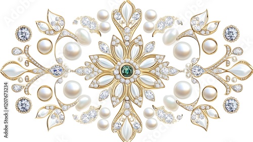 Luxury Gold Jewelry Design with Pearls and Diamonds
