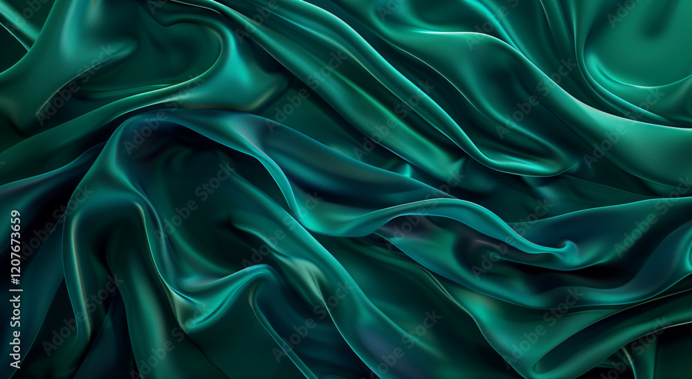 Elegant Green and Blue Gradient Silk Satin Fabric with Smooth Texture Elegant Green and Blue Gradient Silk Satin Fabric with Smooth Texture