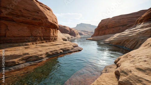 Aquifer water seeping through sandstone, underground, groundwater, natural resource, erosion photo