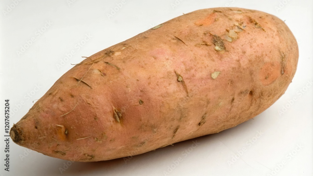 Close-up of a sweet potato's skin as it grows beneath the surface, botanical, vegetable, plant details Close-up of a sweet potato's skin as it grows beneath the surface, botanical, vegetable, plant details