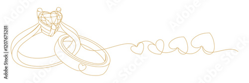 diamond wedding ring in vector line art style 4