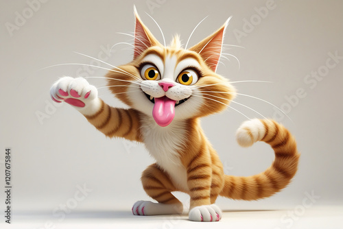 A cartoon style cat with tongue