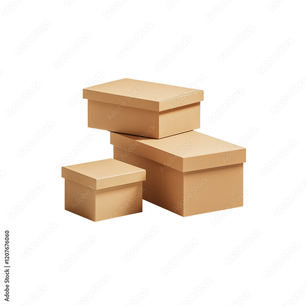 A cardboard box package isolated on transparent background A cardboard box package isolated on transparent background