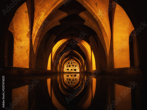 Photo of the interior of the Alcazar in Seville  photo