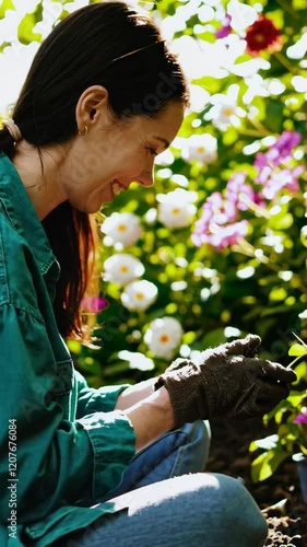 Planting Flowers in Garden Footage with Professional Techniques and Close-ups