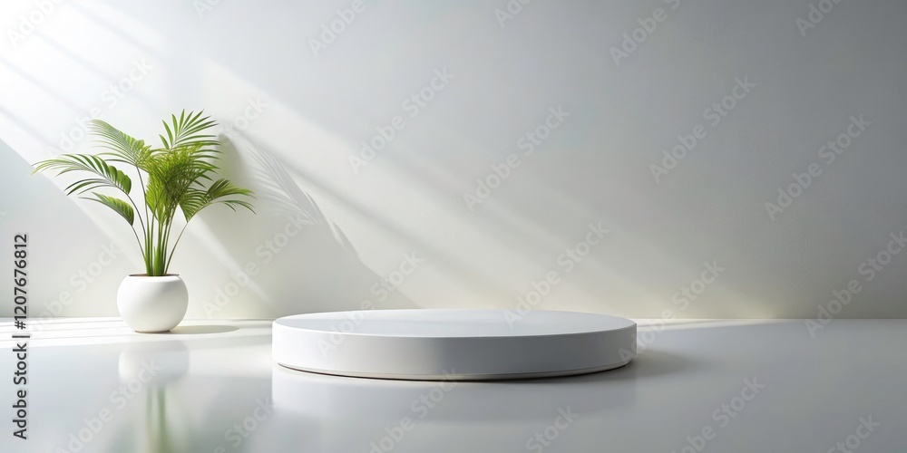 Soft light illuminates products on a pristine white platform. Minimalist background ideal for clean beauty displays. Soft light illuminates products on a pristine white platform. Minimalist background ideal for clean beauty displays.