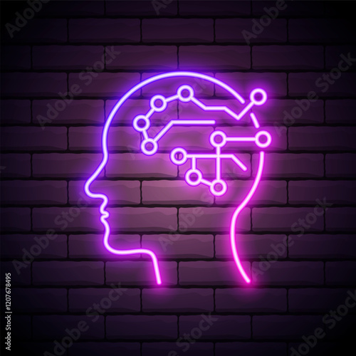 Ai, brain, cpu neon icon. Elements of Creative thinking set. Simple icon for websites, web design, mobile app, info graphics