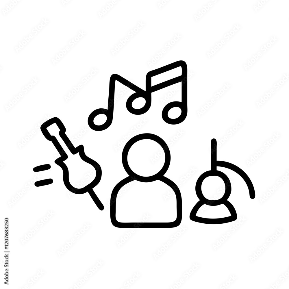Music Class and Instruments Icon – Premium Vectors for Creative and Educational Use Music Class and Instruments Icon – Premium Vectors for Creative and Educational Use