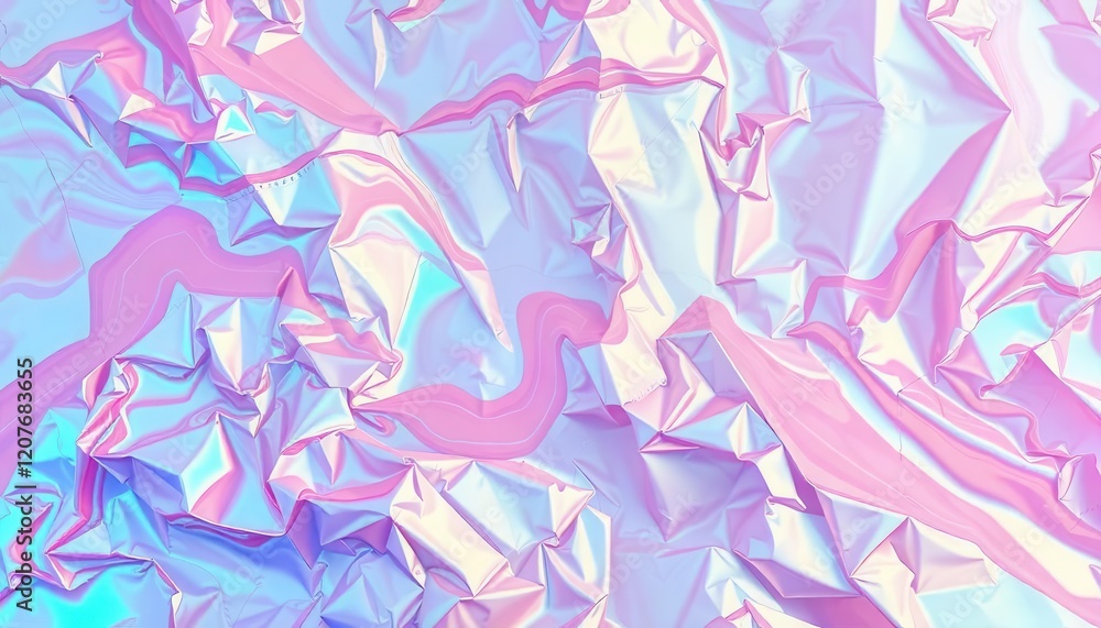 Crumpled iridescent foil abstract art studio digital artwork bright colors close-up aesthetic textures Crumpled iridescent foil abstract art studio digital artwork bright colors close-up aesthetic textures