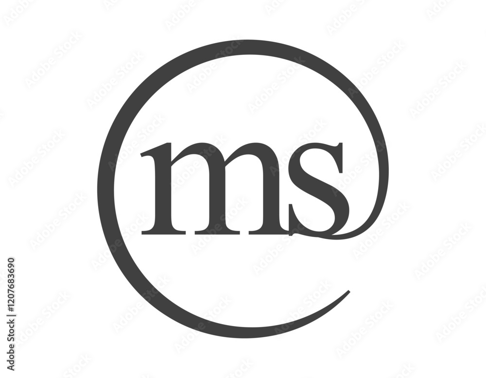 MS logo from two letter with circle shape email sign style. M and S round logotype of business company MS logo from two letter with circle shape email sign style. M and S round logotype of business company
