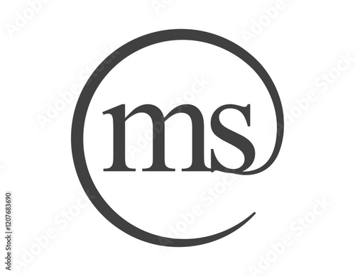 MS logo from two letter with circle shape email sign style. M and S round logotype of business company