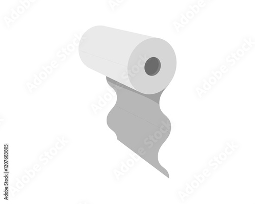A clean, minimalist illustration of a paper towel roll, perfect for websites, apps, or marketing materials related to cleaning, hygiene, or household supplies.