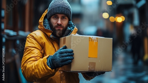 Wallpaper Mural  delivery person handing over a parcel Torontodigital.ca