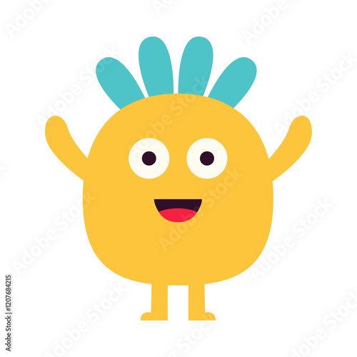 Cute orange monster icon. Happy Halloween. Cartoon kawaii funny boo character. Colorful silhouette monsters. Funny face. Eyes, teeth, hair, hands. Flat design. Childish style. White background Vector