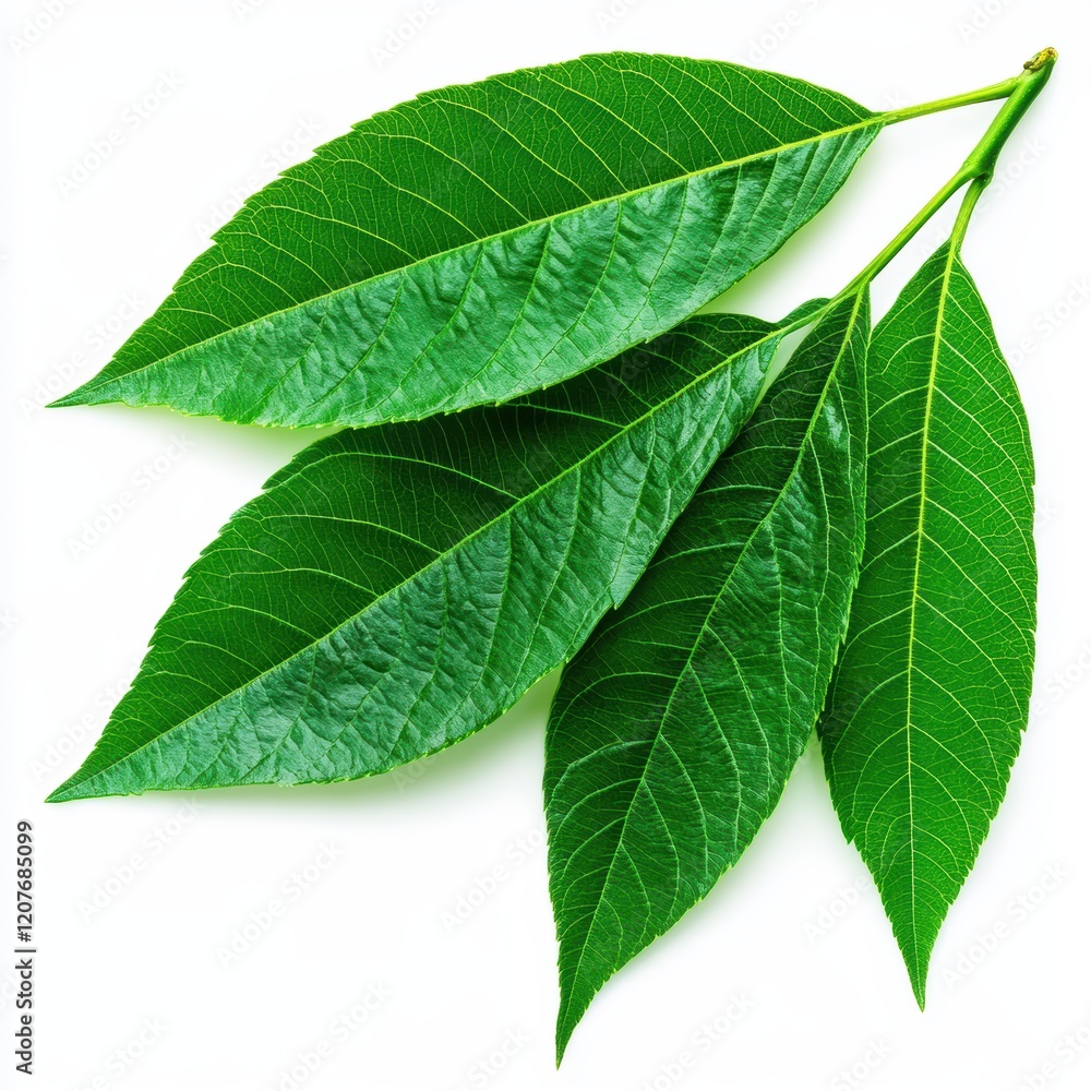 Obraz premium The leaf is green and has a vein running through it