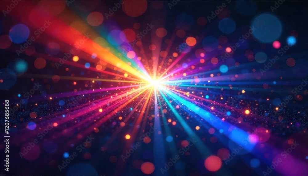 Fototapeta premium Vibrant light rays action abstract background digital art colorful environment wide viewpoint energy concept