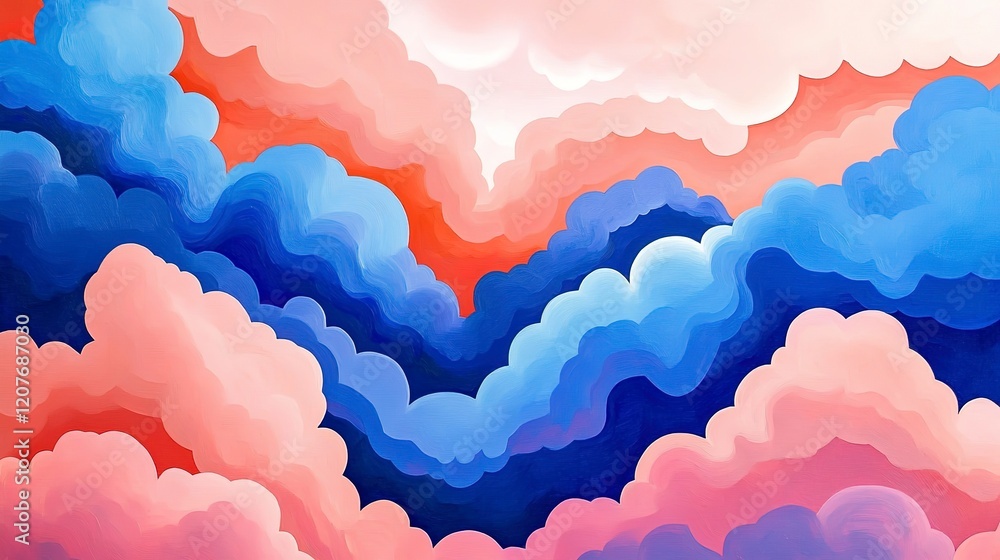 Bright coral and electric blue clouds, vibrant and bold with fluid transitions Bright coral and electric blue clouds, vibrant and bold with fluid transitions