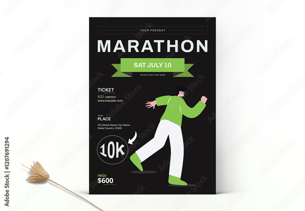 Marathon Flyer Layout Stock Template | Adobe Stock
