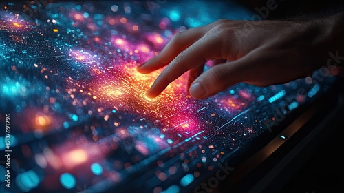 Interactive technology experience digital space visual content futuristic environment close-up view innovation showcase