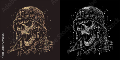 The scribble art illustration of skull wearing world war helmet design is perfect for your printable t-shirt,poster,banner and also suitable for other stuffs