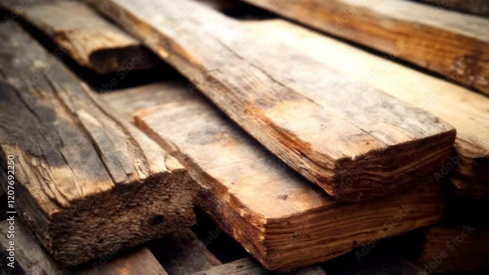 Stack of weathered, rustic wooden planks. Stack of weathered, rustic wooden planks.