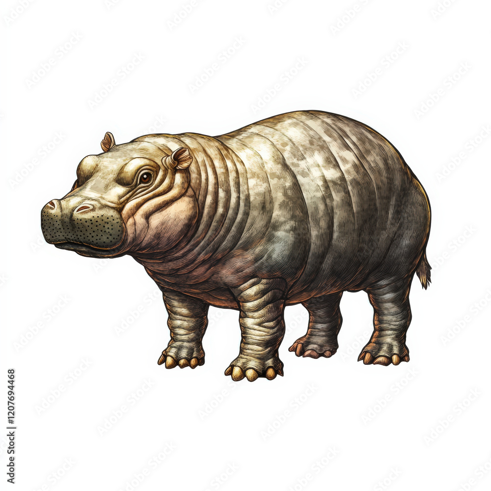 Fototapeta premium Detailed illustration of a pygmy hippopotamus