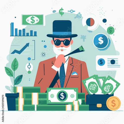 illustration of billionaire person