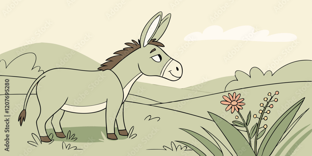 Obraz premium donkey in the meadow vector