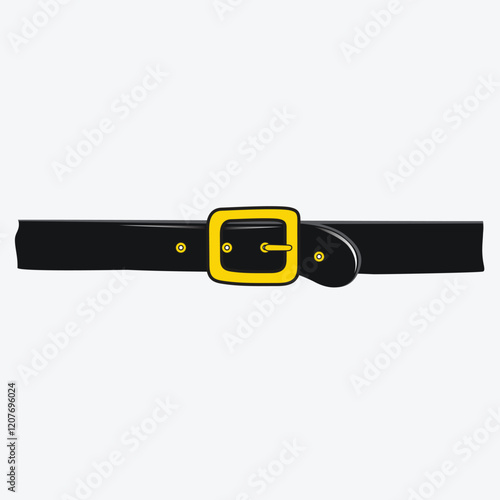 Simple Black Belt with Yellow Buckle Illustration