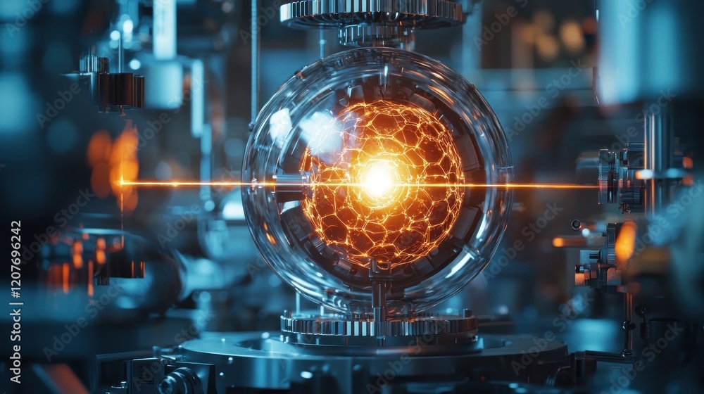 Futuristic Energy Sphere in a High-Tech Laboratory Setting Futuristic Energy Sphere in a High-Tech Laboratory Setting
