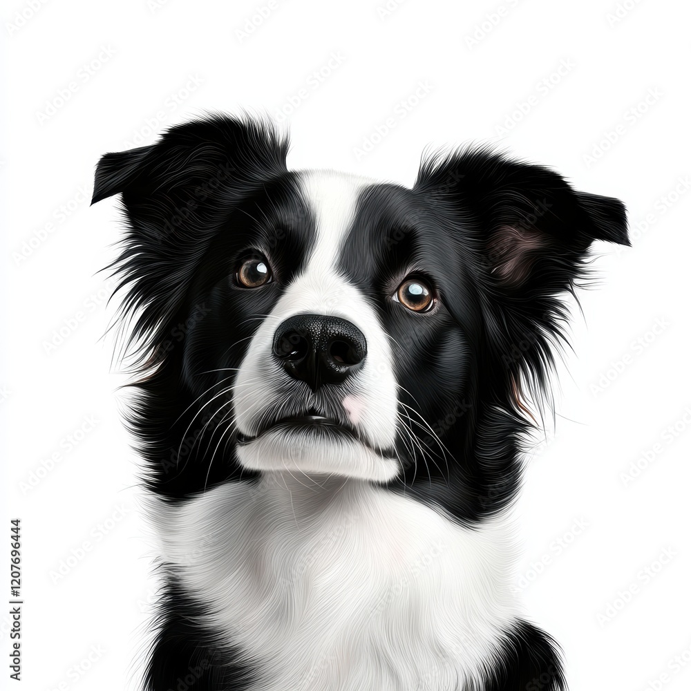 Close-Up Portrait of a Black and White Border Collie Dog with Expression Close-Up Portrait of a Black and White Border Collie Dog with Expression