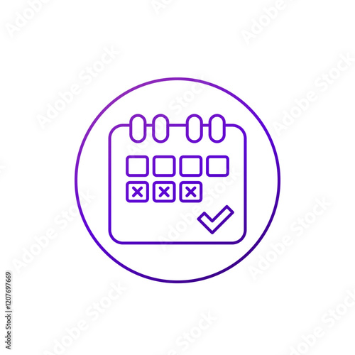 four-day week vector line icon, 4-day workweek
