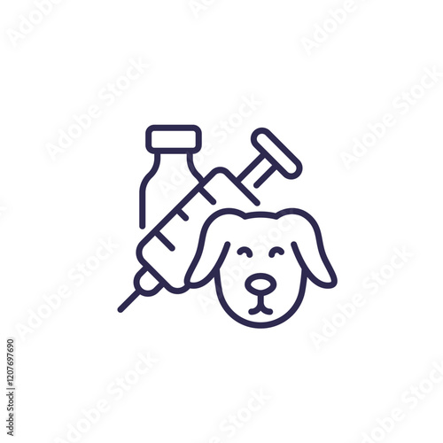 dog vaccination, vaccine line icon