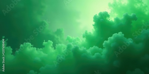 Swirling tendrils of emerald green mist fill the sky with mystery, vapor, mysterious photo