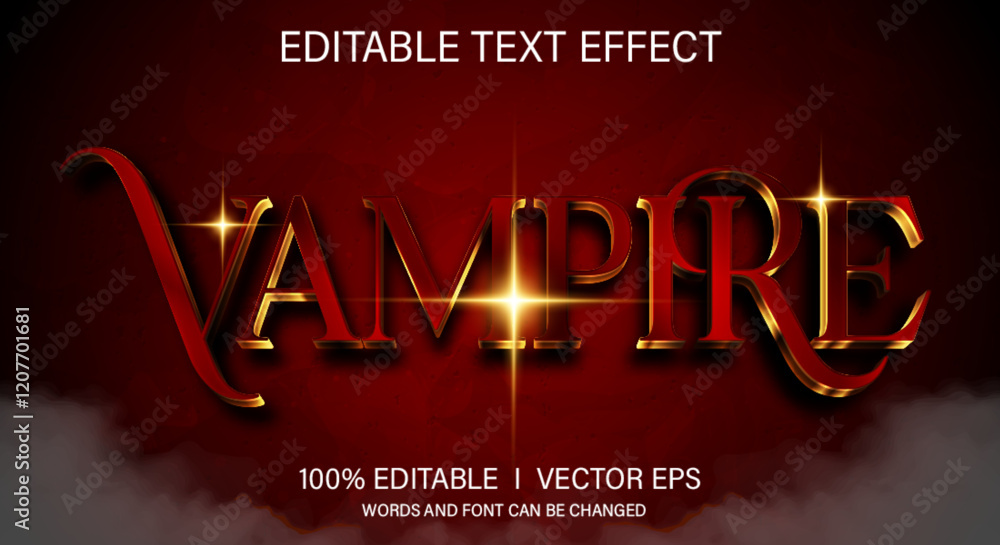 Fototapeta premium vampire 3d vector text effect with modern style design