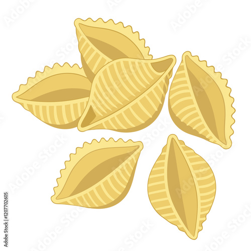 Conchiglie Rigate - Traditional Italian Pasta Shape Isolated on White Background