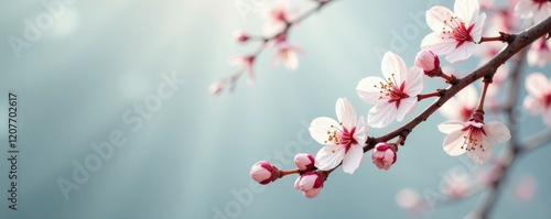Cherry blossom branches loaded with soft white blooms, white, tree, twigs