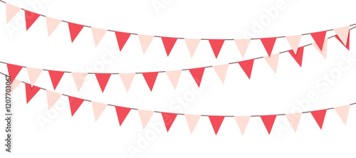 Valentines Day bunting flags with. Vector illustration for valentines day, poster, greeting cards and wedding concept.