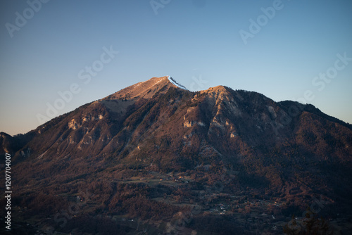 sunset in the mountains, Alps, France photo