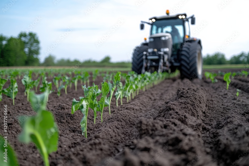 A dedicated farmer tends to rows of flourishing green plants, illustrating hard work and commitment to agriculture, under a serene sky. A dedicated farmer tends to rows of flourishing green plants, illustrating hard work and commitment to agriculture, under a serene sky.