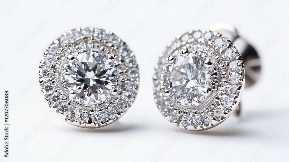 Sparkling Diamond Halo Earrings: Elegant and Luxurious Sparkling Diamond Halo Earrings: Elegant and Luxurious