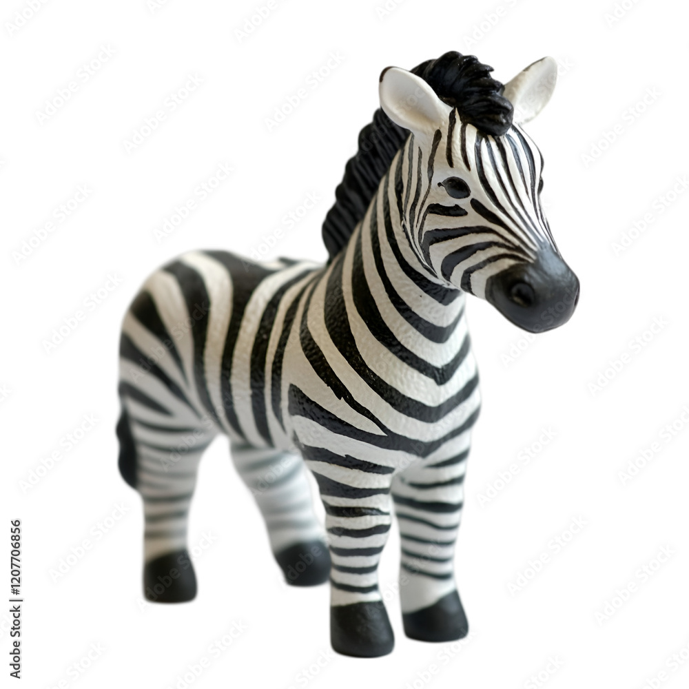 Plastic animal toy zebra isolated on white background
