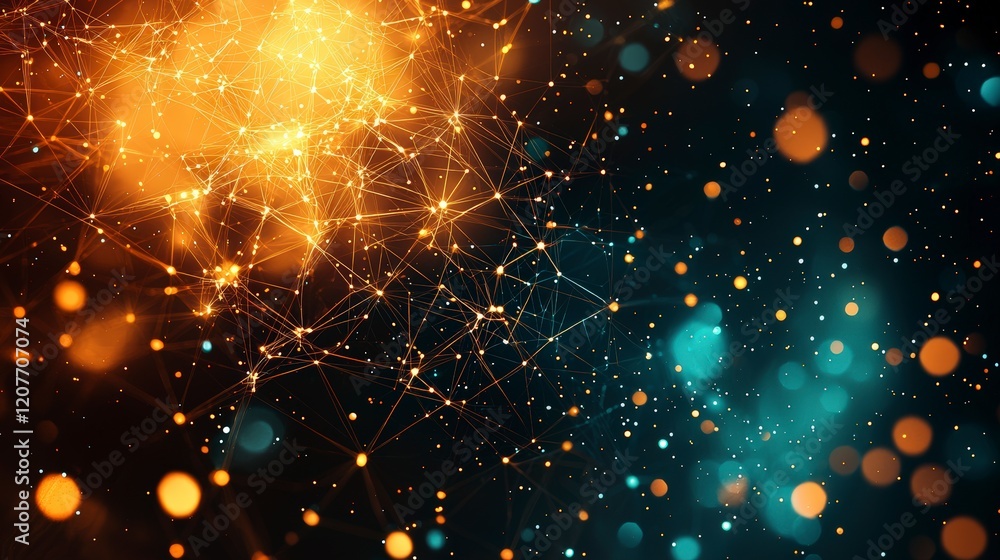 An intricate depiction of networking concepts illustrated by orange and blue particles, symbolizing connection and collaboration in an abstract digital universe. An intricate depiction of networking concepts illustrated by orange and blue particles, symbolizing connection and collaboration in an abstract digital universe.
