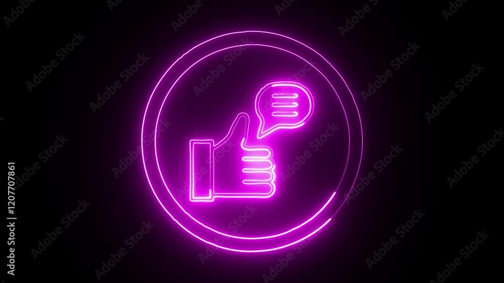 glowing neon feedback icon isolated on black background. HD video motion graphic animation glowing neon feedback icon isolated on black background. HD video motion graphic animation