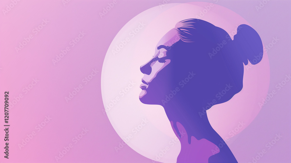 A modern gradient background blending soft pink and purple hues with a woman’s profile designed for Women’s Day A modern gradient background blending soft pink and purple hues with a woman’s profile designed for Women’s Day