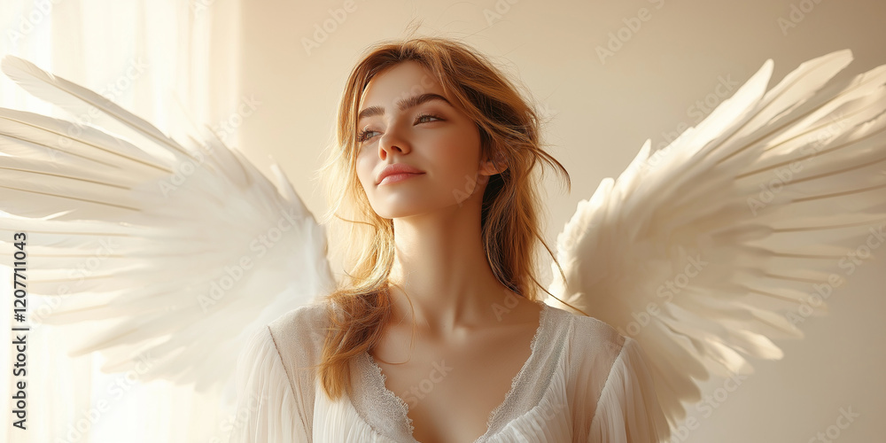 Ethereal angelic figure embracing serenity soft indoor setting portrait photography natural light dreamlike essence for captivating visuals Ethereal angelic figure embracing serenity soft indoor setting portrait photography natural light dreamlike essence for captivating visuals